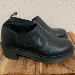 Dr. Martens “Cherry” Black Pebble Grain Leather Chunky Oxford Slip-On Shoes